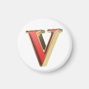 Aimant Lettre en verre rouge V