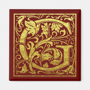 Aimant Lettre G Première Lettre Faux Or Rouge