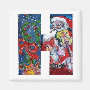 AIMANT LETTRE H DE NOËL / PÈRE NOËL AVEC MONOGRAM DE VIOL