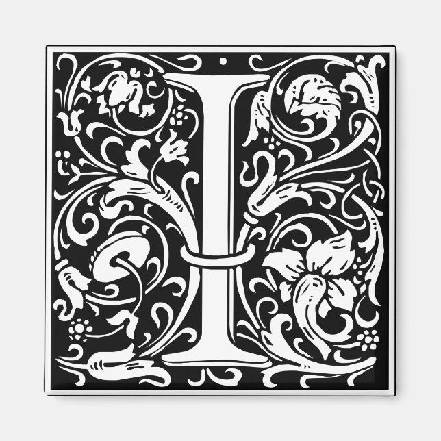 Aimant Lettre I Monogramme médiéval Art Nouveau (Devant)