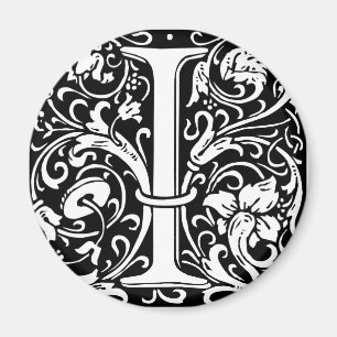 Aimant Lettre I Monogramme médiéval Art Nouveau