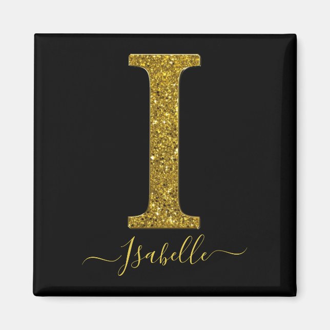 Aimant Lettre I Parties scintillant or (Devant)