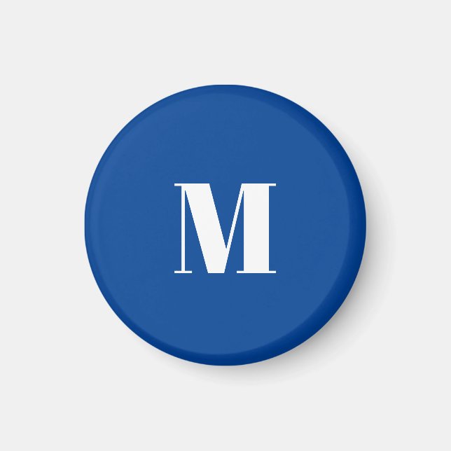 Aimant LETTRE INITIALE Bleu Profond Monogramme Moderne De (Devant)