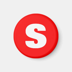 Aimant Lettre initiale Monogramme Style moderne Rouge Bla
