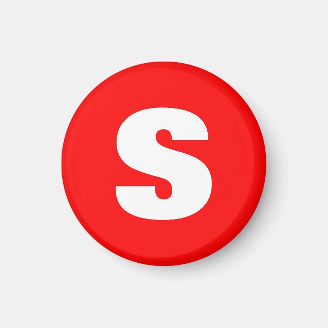 Aimant Lettre initiale Monogramme Style moderne Rouge Bla (Devant)