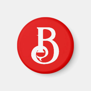 Aimant LETTRE INITIALE MONOMOBILE ROUGE BLANC Classique