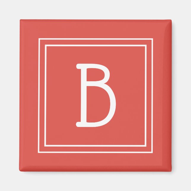 Aimant LETTRE INITIALE MOYENNE Modèle Rouge Blanc (Devant)