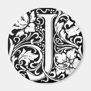 Aimant Lettre J Monogramme médiéval Art Nouveau