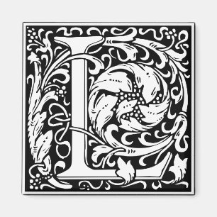 Aimant Lettre L Monogramme médiéval Art Nouveau