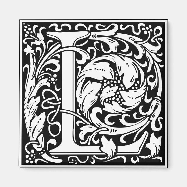 Aimant Lettre L Monogramme médiéval Art Nouveau (Devant)