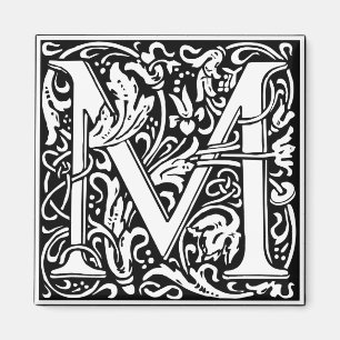 Aimant Lettre M Monogramme médiéval Art Nouveau