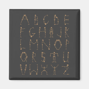 Aimant LETTRE MAJUSCULE A À Z Halloween Squelettes Alphab