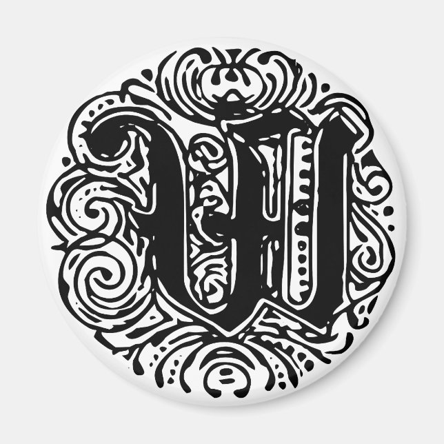Aimant LETTRE MONARIE MONOGRAPHIQUE W Alphabet initial W (Devant)