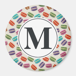 Aimant Lettre monogramme sur Macaron coloré Motif