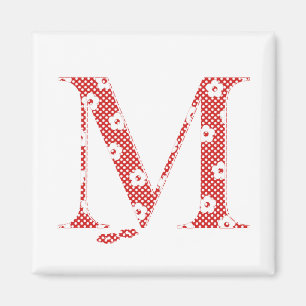 Aimant LETTRE Motif Fleur M(rouge)