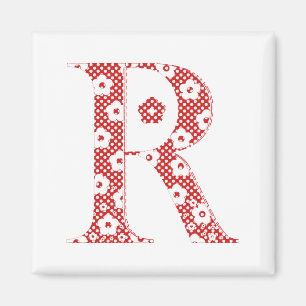 Aimant LETTRE Motif Fleur R(rouge)