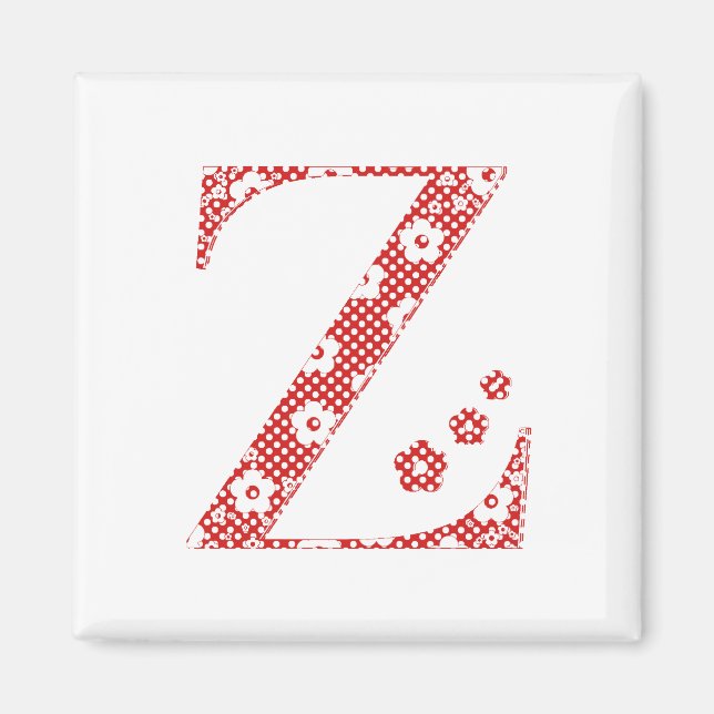 Aimant LETTRE Motif Fleur Z (rouge) (Devant)