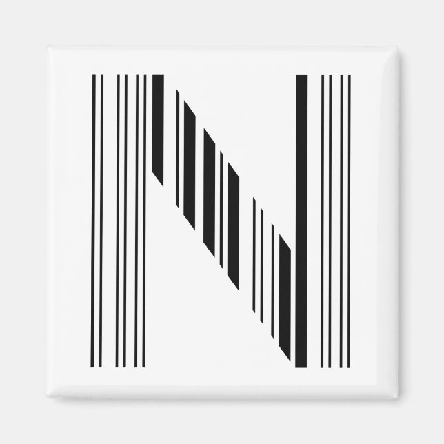 Aimant LETTRE N CODE BARRE Premier Motif de code barre in (Devant)