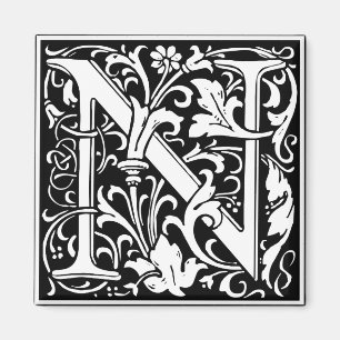 Aimant Lettre N Monogramme médiéval Vintage initial
