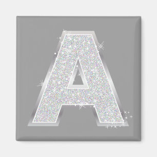 Aimant Lettre Parties scintillant Argent Étincelle A Mono