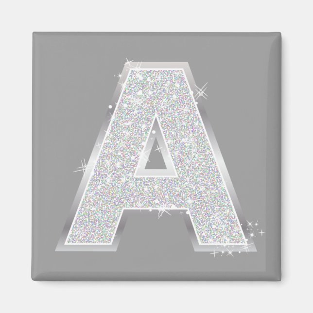 Aimant Lettre Parties scintillant Argent Étincelle A Mono (Devant)