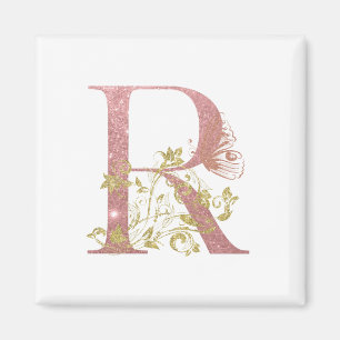 Aimant Lettre Parties scintillant rose R