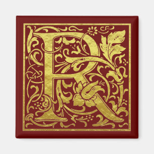 Aimant Lettre R Première Lettre Faux Gold Rouge