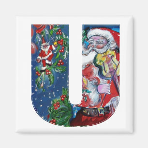 AIMANT LETTRE U DE NOËL / PÈRE NOËL AVEC MONOGRAM DE VIOL