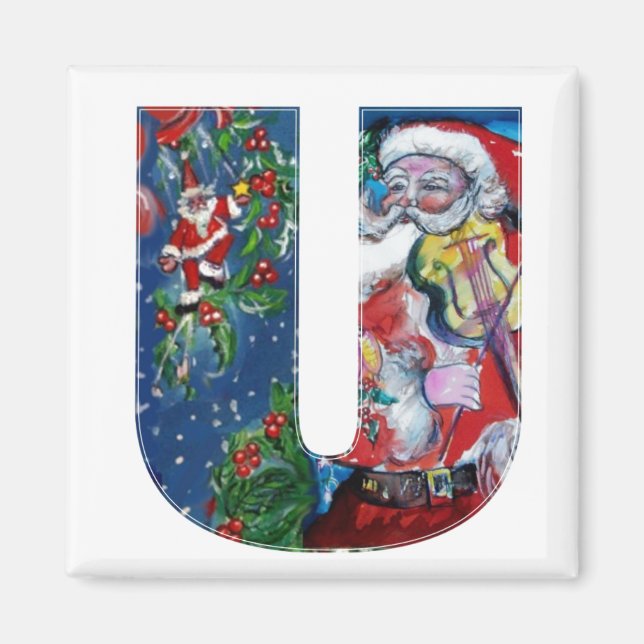 AIMANT LETTRE U DE NOËL / PÈRE NOËL AVEC MONOGRAM DE VIOL (Devant)