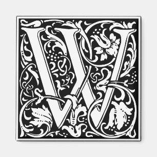 Aimant Lettre W Monogramme médiéval Art Nouveau