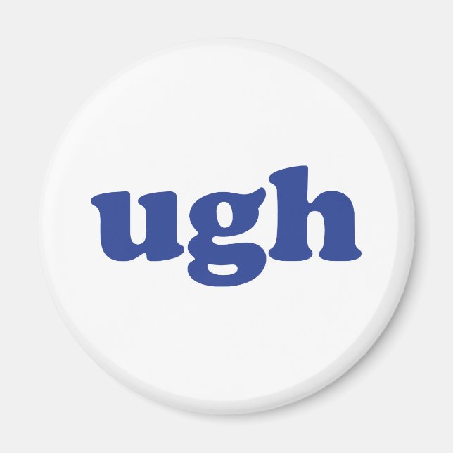 Aimant Lettres bleues "Ugh" blanches (Devant)