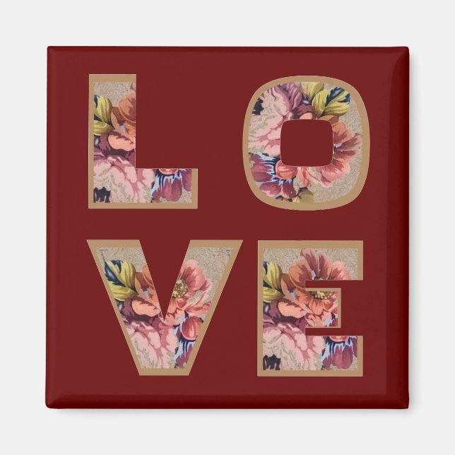 Aimant Lettres d'amour florales Bourgogne (Devant)