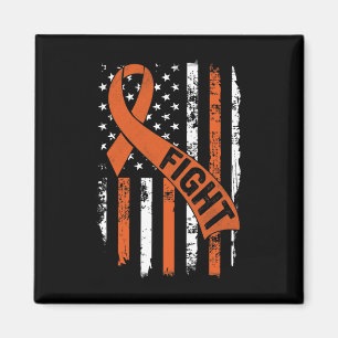 Aimant Leukemia Ribbon Frappe Américain Drapeau Leukemia 