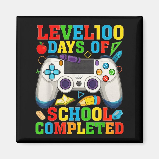 Aimant Level 100 Days Of School Unlocked Boys 100th Day O (Devant)