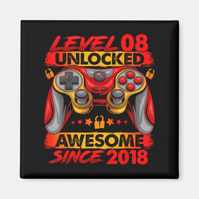 Aimant Level 8 Unlocked 8 Year Old Boys 8th Birthday Boy  (Devant)