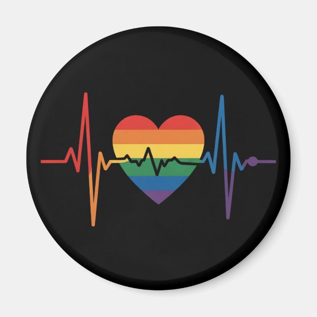 Aimant LGBTQ Heartbeats Heartbeats Pride Gay Lesbian Tran (Devant)