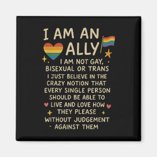 Aimant Lgbtq Rétro Je suis un allié Je ne suis pas gay, b