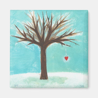 Aimant L'hiver nu arbre coeur rouge amour folitive art