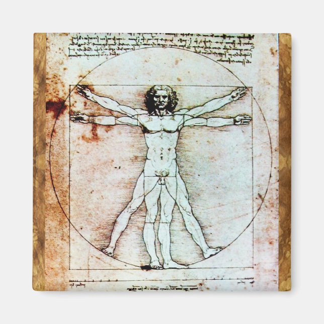 Aimant L'HOMME VITRUVIEN - Parchemin antique (Devant)