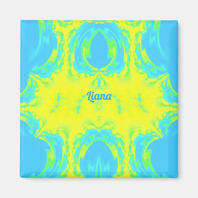 Aimant LIANA ~ Abstract Pattern ~ Yellow Blue Green ~ (Devant)