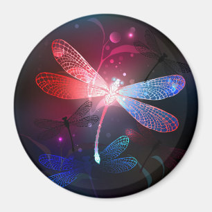 Aimant libellule rouge brillante