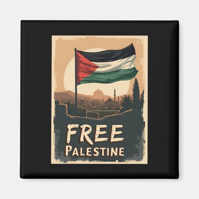 Aimant Libérez le drapeau palestinien de la Palestine ave (Devant)