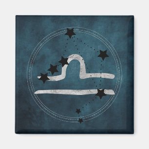 Aimant Libra black & silver zodiac constellation teal