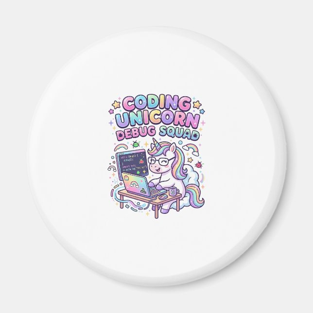 Aimant Licorne Coding Licorne Debug Squad Marché Charmant (Devant)