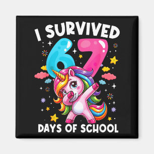 Aimant Licorne Drôle J'ai Survécu 67 Jours D'école Meme F