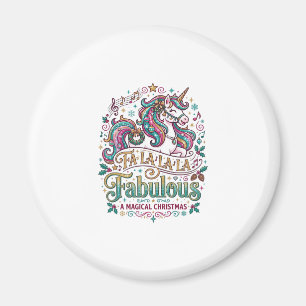 Aimant Licorne Fa La La La Fabuleux Fond Blanc Mignon
