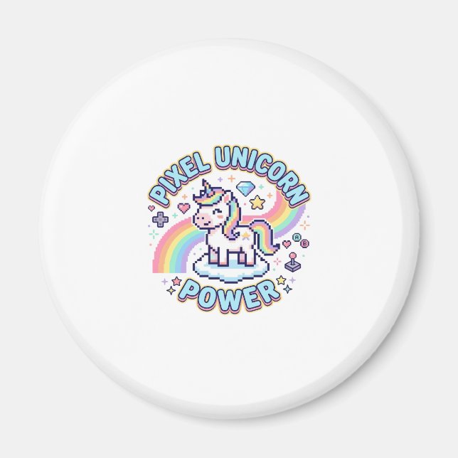 Aimant Licorne Pixel Licorne Puissance Conception Graphiq (Devant)