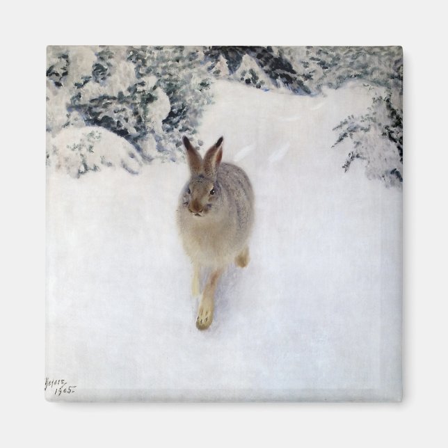 Aimant Lièvre d'hiver (lapin), Bruno Liljefors (Devant)