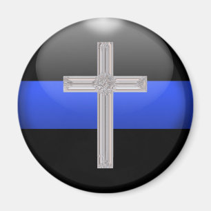 Aimant Ligne Bleue Mince et Croix de Prière de Sécurité e