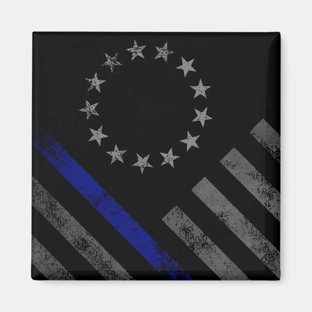 Aimant Ligne bleue Premier répondeur Betsy Ross Drapeau a (Devant)